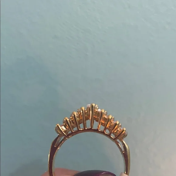 14KT Gold Plated 3 Row CZ Ring - Picture 4 of 9